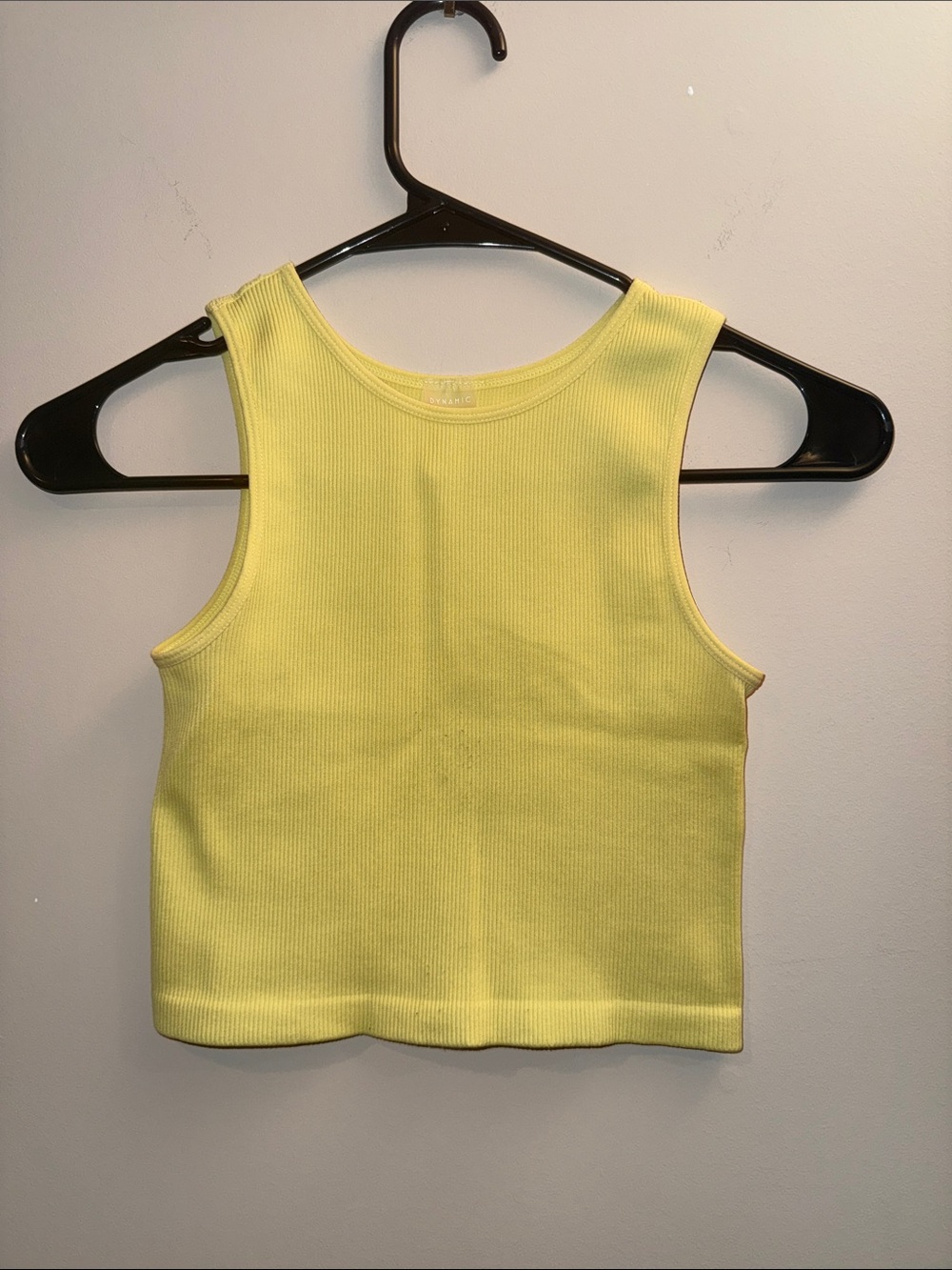 Dynamic Yellow Ribbed Crop Tank Top